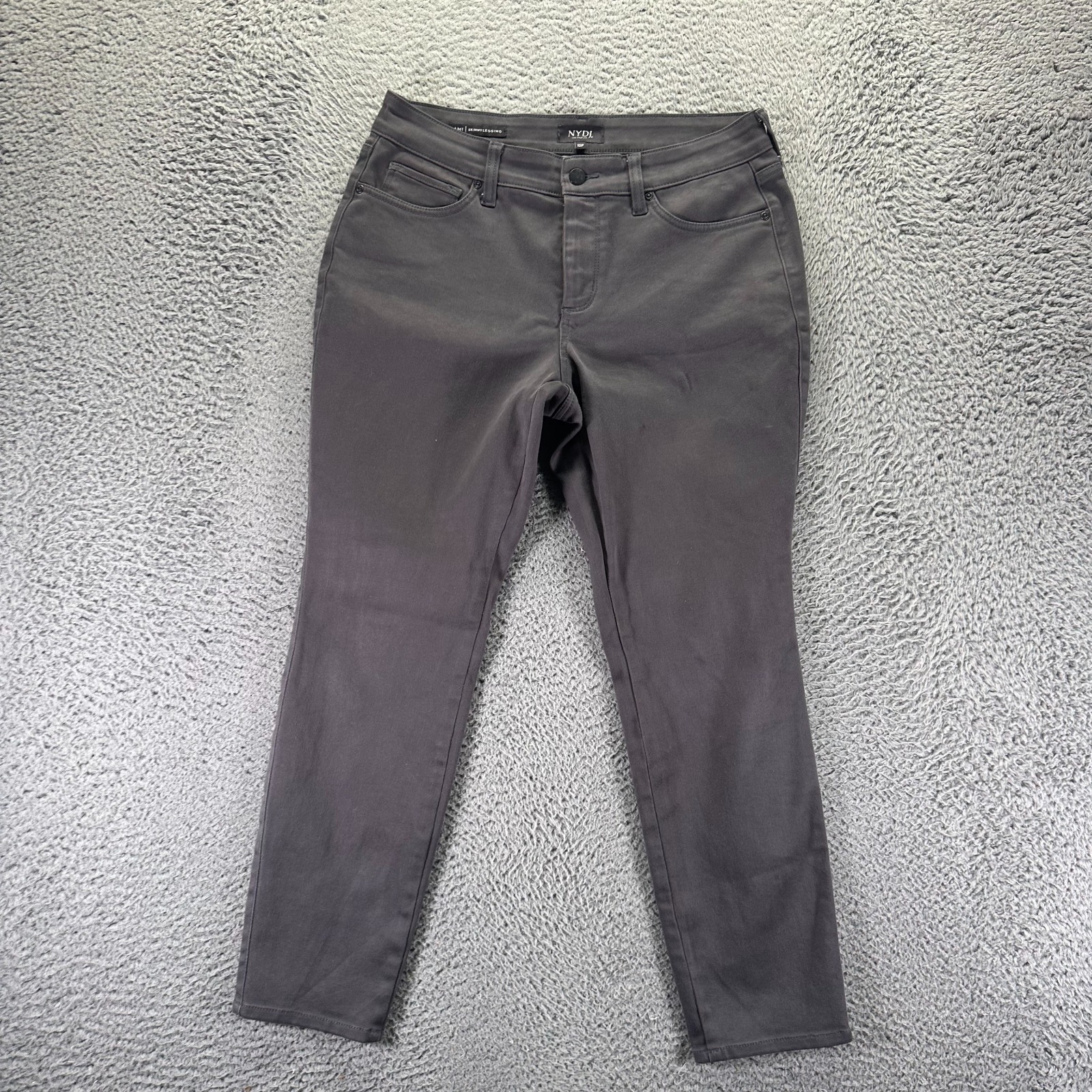 Nydj Ami Jeans Womens 10p Gray Cotton Denim Jegging Skinny Workwear Stretch